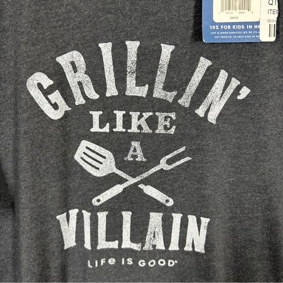 NWT Life is Good Men's Gray Grillin Like a Villain Graphic T-Shirt Small - Picture 3 of 8